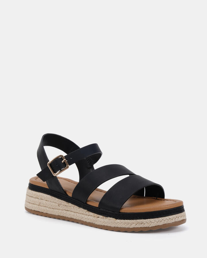 Image of Flats. Productname: Theia: Black - Women's Strappy - Flat in Black colour by brand - Novo