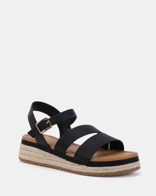 Image of Flats. Productname: Theia: Black - Women's Strappy - Flat in Black colour by brand - Novo