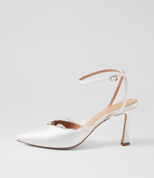 Image of Heels. Productname: Tannya White Satin Pump Heels in WHITE colour by brand - MOLLINI