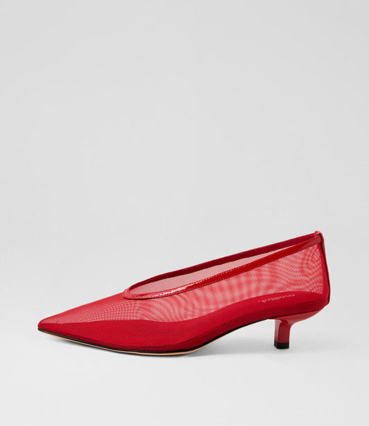 Image of Heels. Productname: Cippesh Red Patent Leather Pump Heels in Red colour by brand - MOLLINI