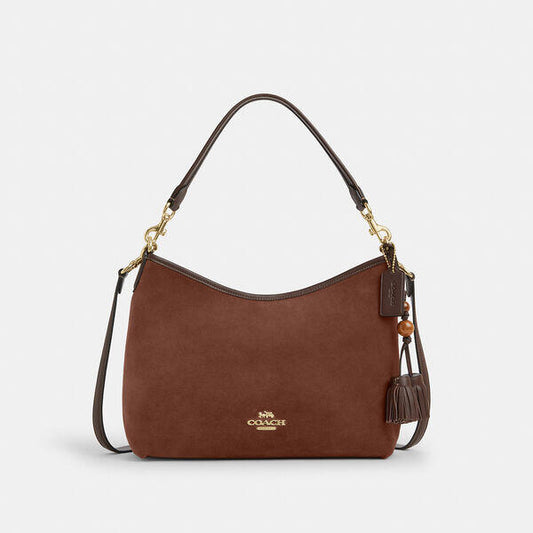 Image of Bags. Productname: Laurel Shoulder Bag With Tassels in im/vintage brown/maple colour by brand - Coach Outlet Australia