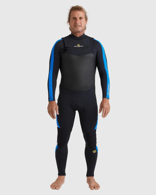 Image of a model wearing Tops. Productname: Billabong - Mens 3/2Mm Oscillator Chest Zip Steamer Wetsuit - Royal - in Royal colour by brand - Billabong