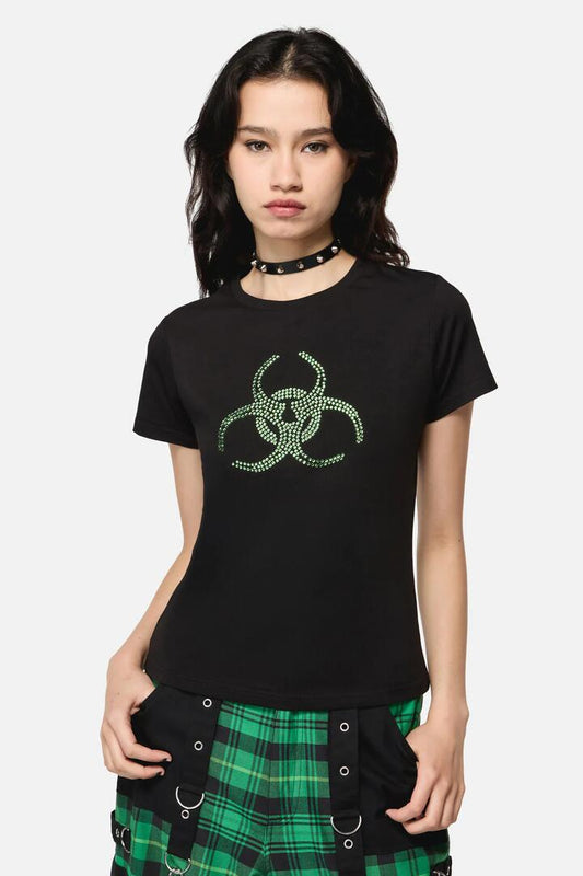 Image of a model wearing Tops. Productname: Shock To The System Tee in Black colour by brand - Black Friday