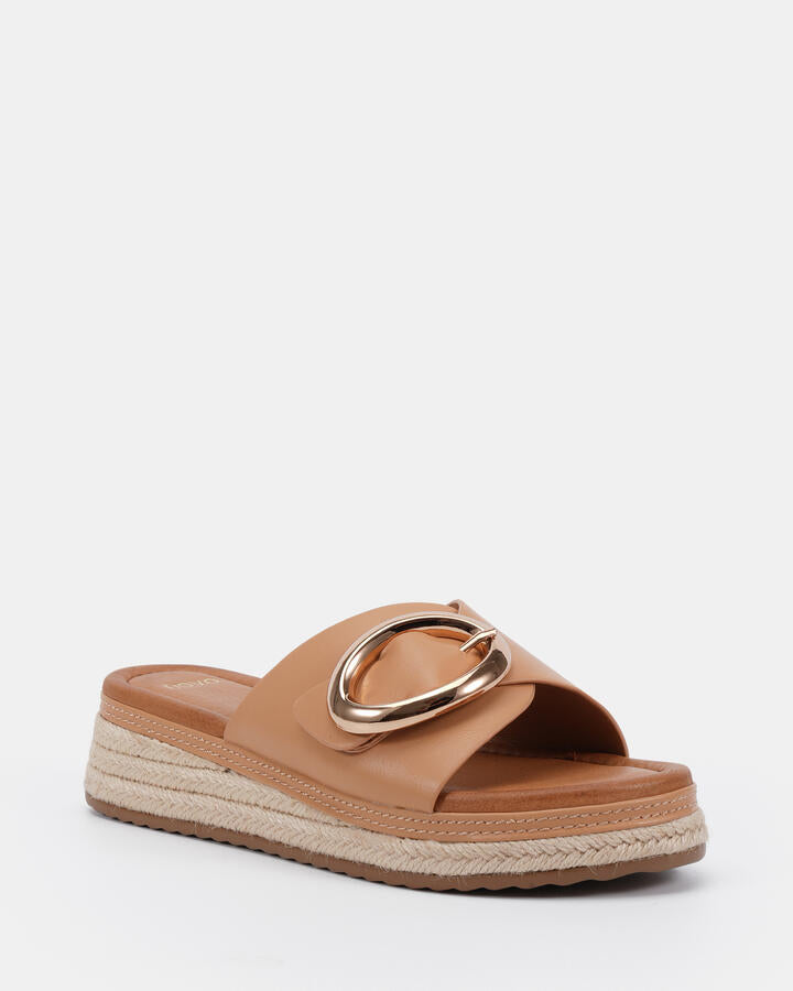 Image of Boots. Productname: Braelynn Camel Vegan Wedges in Beige colour by brand - Novo