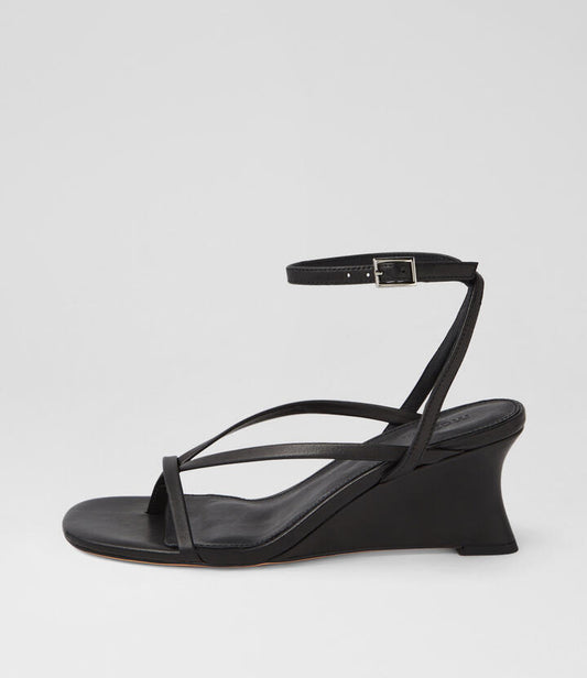 Image of Sandals. Productname: Florra Black Leather Sandals in BLACK colour by brand - MOLLINI