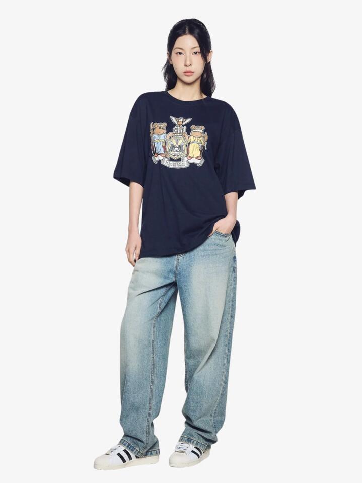 Image of a model wearing Tops. Productname: ADLV Ny Hommage T-Shirt in Navy colour by brand - ADLV