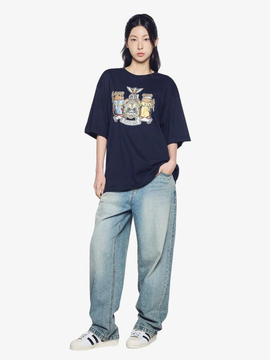 Image of a model wearing Tops. Productname: ADLV Ny Hommage T-Shirt in Navy colour by brand - ADLV