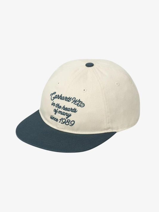 Image of Hats. Productname: Carhartt Wip Alston Cap ONE SIZE Natural / Deep Lagoon in Natural / Deep Lagoon colour by brand - Carhartt Wip