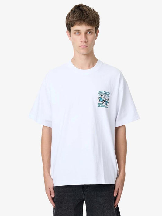 Image of a model wearing Tops. Productname: Weekend Cartel Cartel High Tee in White colour by brand - Weekend Cartel