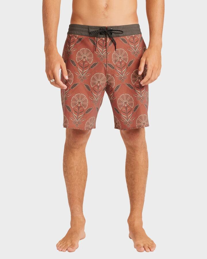 Image of Swimwear. Product name - Billabong Mens Good Times Lo Tide 18" Boardshorts Terracotta - in Terracotta colour by brand - Billabong
