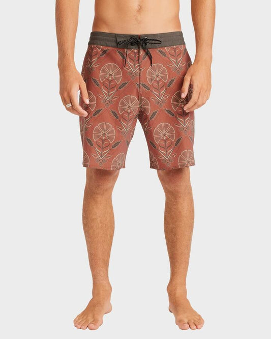 Image of Swimwear. Product name - Billabong Mens Good Times Lo Tide 18" Boardshorts Terracotta - in Terracotta colour by brand - Billabong