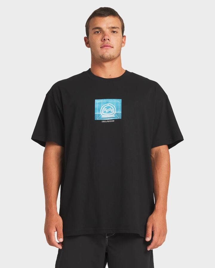 Image of a model wearing Tops. Productname: Billabong - Mens Incubator T-Shirt - Black - in Black colour by brand - Billabong