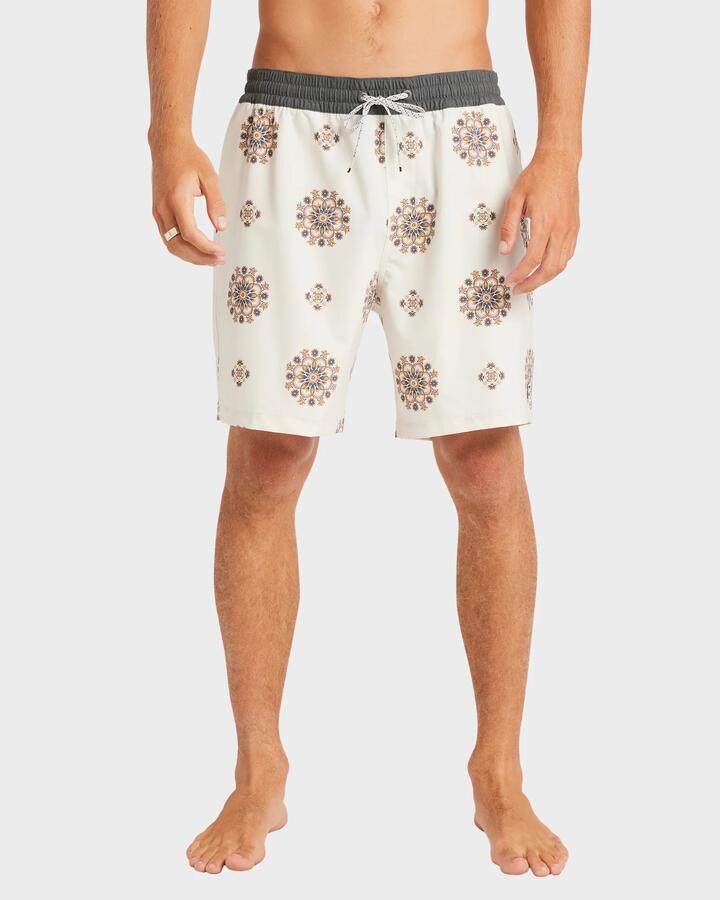 Image of a model wearing Shorts. Product name - Billabong Mens Sundays Layback 17" Swim Shorts Chino in Chino colour by brand - Billabong