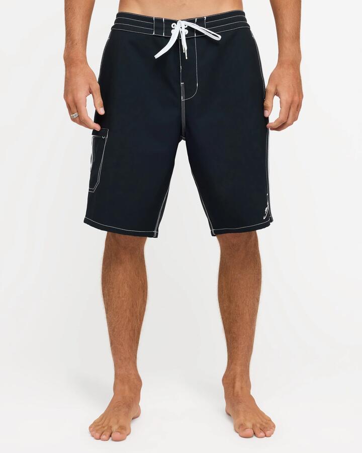 Image of Swimwear. Product name - Billabong Mens Piped Lo Tide 20" Boardshorts Black in Black colour by brand - Billabong