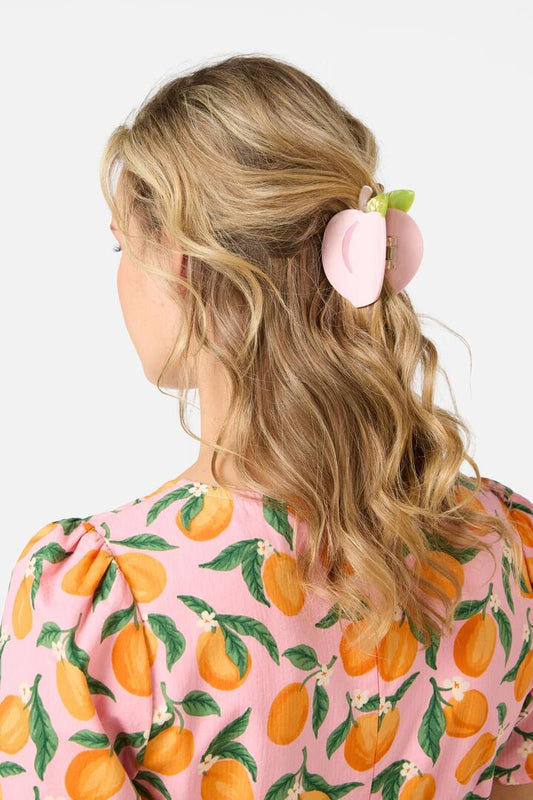 Image of Hair Accessories. Productname: Peach Fruit Claw Clip in Peach colour by brand - Princess Highway