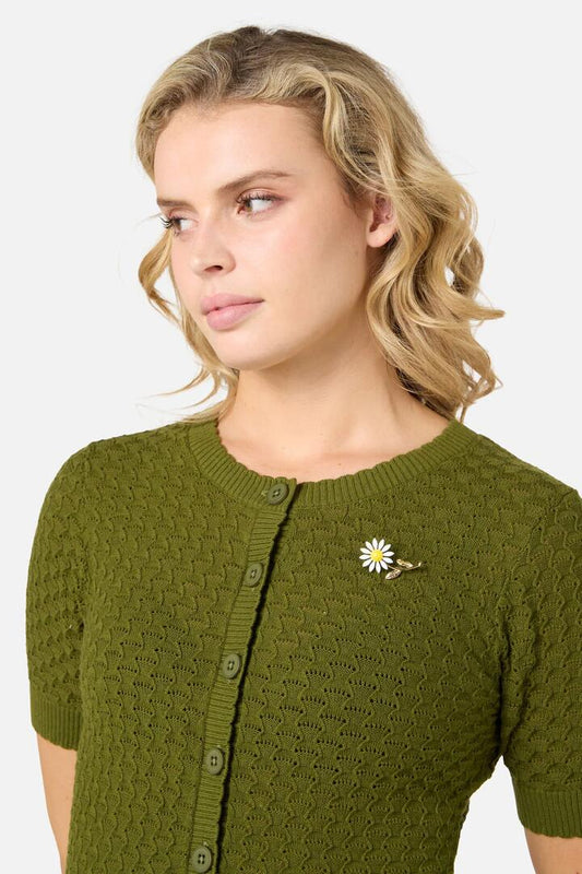 Image of Jewelry. Productname: Daisy Metal Brooch in White colour by brand - Princess Highway