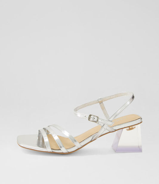 Image of Sandals. Productname: Morgan Silver Leather Sandals in SILVER colour by brand - MIDAS