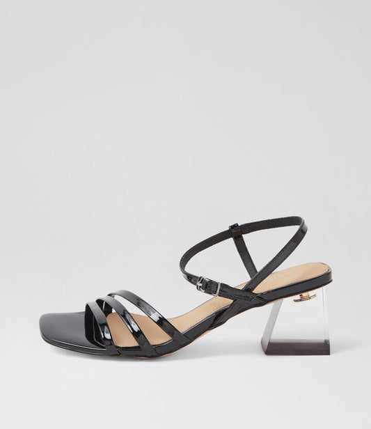 Image of Sandals. Productname: Morgan Black Patent Leather Sandals in BLACK colour by brand - MIDAS