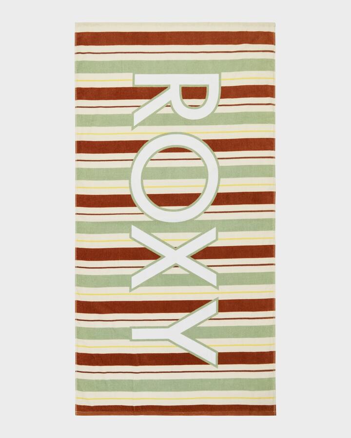 Image of Towels. Product name - Roxy Fun And Adventure Beach Towel Laurel Green Carver Stripe Swi in Laurel Green Carver Stripe Swi colour by brand - Roxy