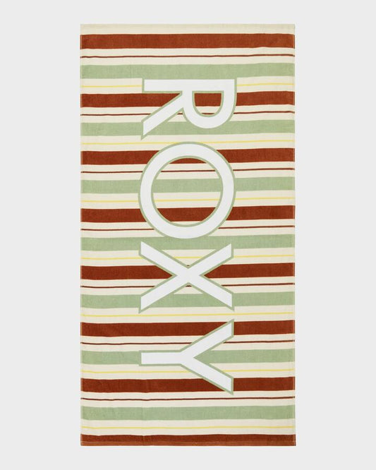 Image of Towels. Product name - Roxy Fun And Adventure Beach Towel Laurel Green Carver Stripe Swi in Laurel Green Carver Stripe Swi colour by brand - Roxy