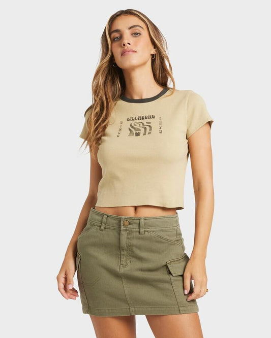 Image of T-Shirts. Product name - Billabong Womens Let It Go Now T-Shirt Green Ash in Green Ash colour by brand - Billabong