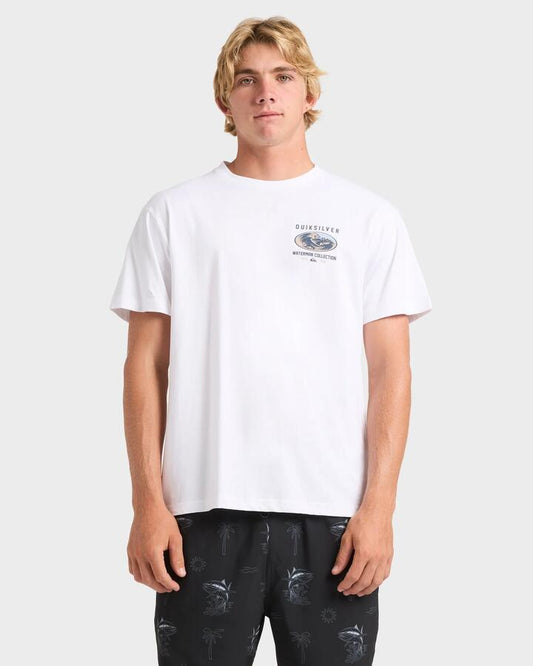 Image of T-Shirts. Product name - Quiksilver Mens High Seas T-Shirt White in White colour by brand - Quiksilver