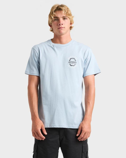 Image of T-Shirts. Product name - Quiksilver Mens Heavy Hooks T-Shirt Ashley Blue in Ashley Blue colour by brand - Quiksilver