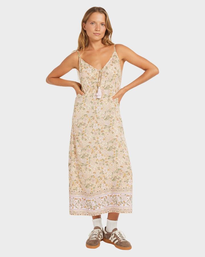 Image of Dresses. Productname: Roxy - Womens Garland Midi Dress - Stone - in Stone colour by brand - Roxy