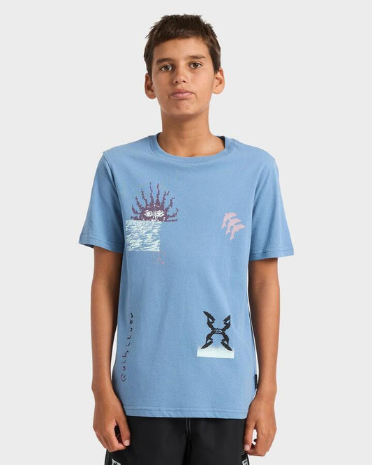 Image of T-Shirts. Productname: Quiksilver Boys 8-16 Free Lock T-Shirt Coronet Blue - in Coronet Blue colour by brand - Quiksilver