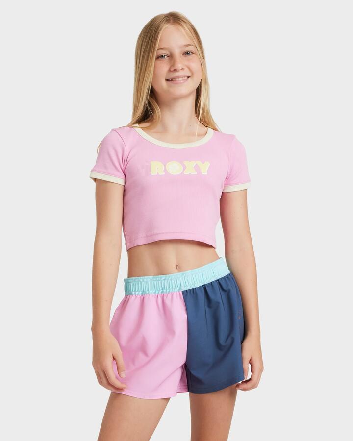 Image of T-Shirts. Product name - Roxy Girls 8-16 Hey Yeah Yeah T-Shirt Bonbon in Bonbon colour by brand - Roxy
