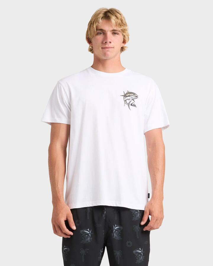 Image of T-Shirts. Product name - Quiksilver Mens Catch And Release T-Shirt White in White colour by brand - Quiksilver