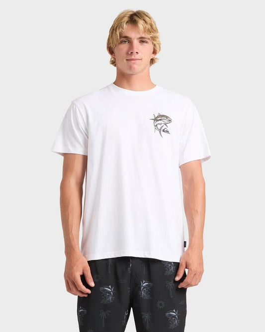 Image of T-Shirts. Productname: Quiksilver Mens Catch And Release T-Shirt White - in White colour by brand - Quiksilver