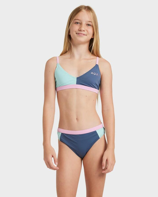 Image of Accessories. Product name - Roxy Girls 8-16 Colorblock Two Piece Vintage Indigo in Vintage Indigo colour by brand - Roxy