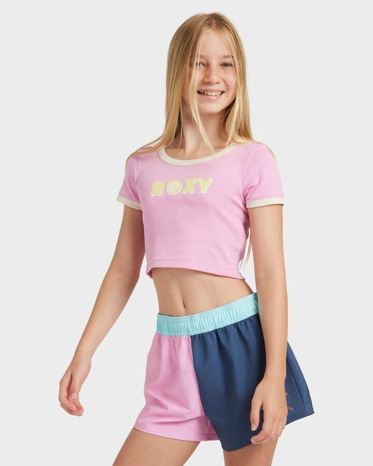 Image of Swimwear. Product name - Roxy Girls 8-16 Colorblock Boardshorts Vintage Indigo in Vintage Indigo colour by brand - Roxy