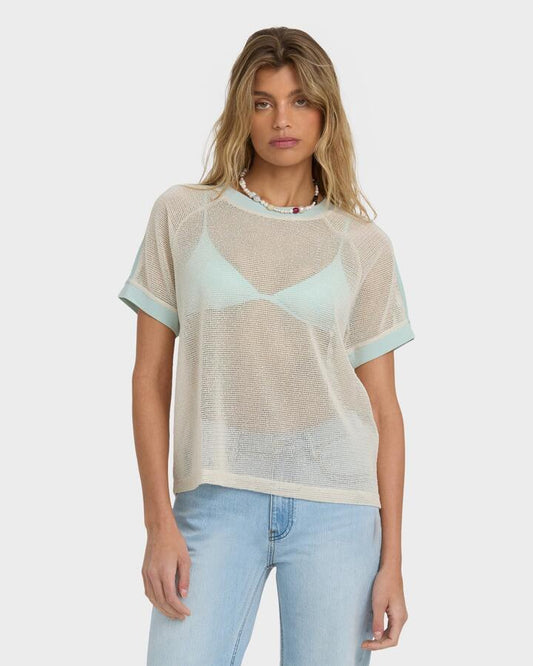 Image of T-Shirts. Product name - Billabong Womens Clean Slate Mesh T-Shirt Sea Fog in Sea Fog colour by brand - Billabong