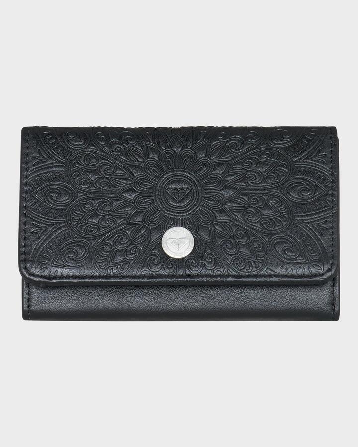 Image of Wallets & Money Clips. Product name - Roxy Womens Crazy Diamond Leather Wallet Anthracite in Anthracite colour by brand - Roxy