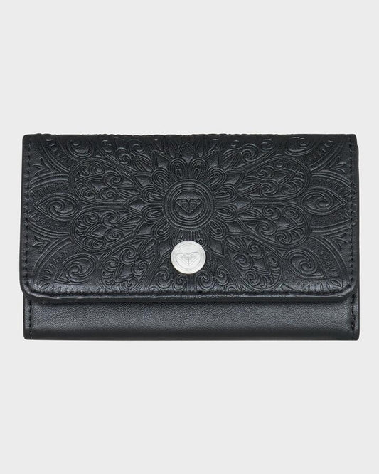 Image of Wallets & Money Clips. Product name - Roxy Womens Crazy Diamond Leather Wallet Anthracite in Anthracite colour by brand - Roxy