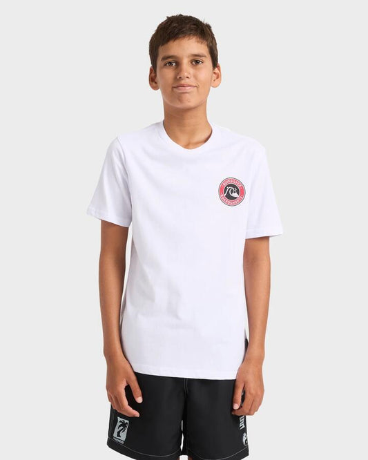Image of T-Shirts. Productname: Quiksilver Boys 8-16 Clicker Mate T-Shirt White - in White colour by brand - Quiksilver