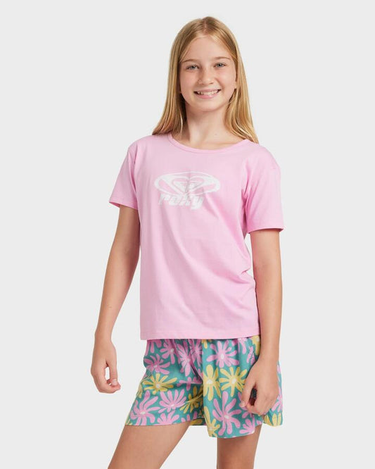 Image of T-Shirts. Product name - Roxy Girls 8-16 Coastal Dream T-Shirt Bonbon in Bonbon colour by brand - Roxy