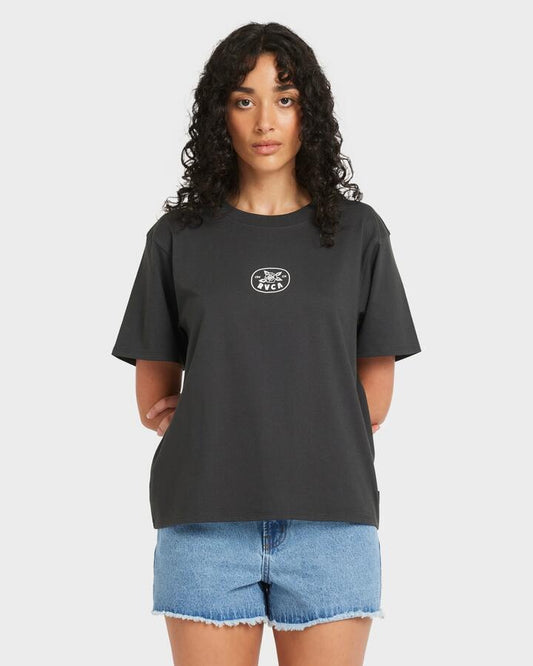 Image of T-Shirts. Productname: RVCA Womens Elec Rose T-Shirt Black Wash - in Black Wash colour by brand - RVCA