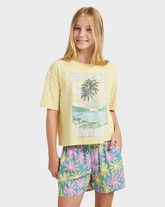 Image of T-Shirts. Product name - Roxy Girls 8-16 Daisyloose Season T-Shirt Pineapple Slice in Pineapple Slice colour by brand - Roxy
