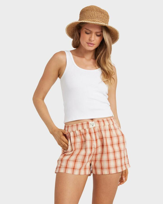Image of a model wearing Shorts. Productname: Billabong - Womens Dreamy Daze Elastic Waist Shorts - Sedona - in Sedona colour by brand - Billabong
