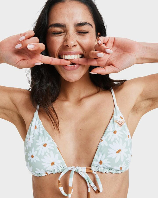 Image of Swimwear. Productname: Roxy - Womens Dream Floral Tiki Tri Bikini Top - Laurel Green Dream Big Floral - in Laurel Green Dream Big Floral colour by brand - Roxy