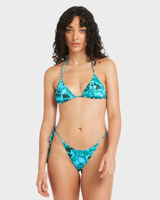Image of Swimwear. Product name - RVCA Womens Deep Waters Triangle Bikini Top Maliblue in Maliblue colour by brand - RVCA