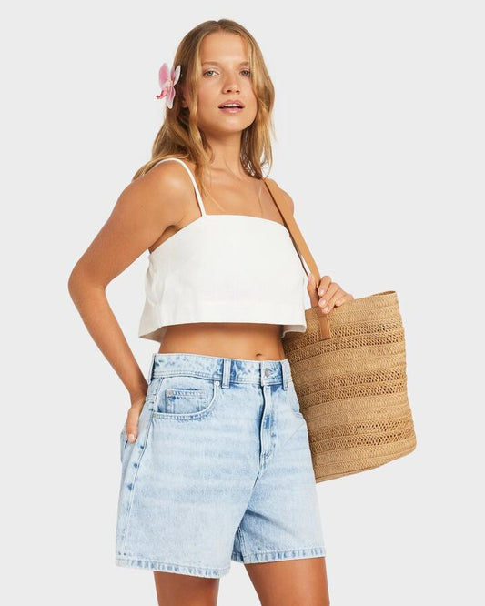 Image of a model wearing Tops. Productname: Roxy - Womens Find Your Light Tank Top - Bright White - in Bright White colour by brand - Roxy