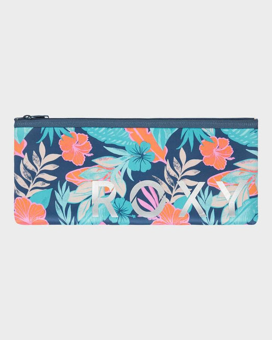Image of Accessories. Productname: Roxy - Happy Wednesday Pencil Case - Vintage Indigo Tropical Advent - in Vintage Indigo Tropical Advent colour by brand - Roxy