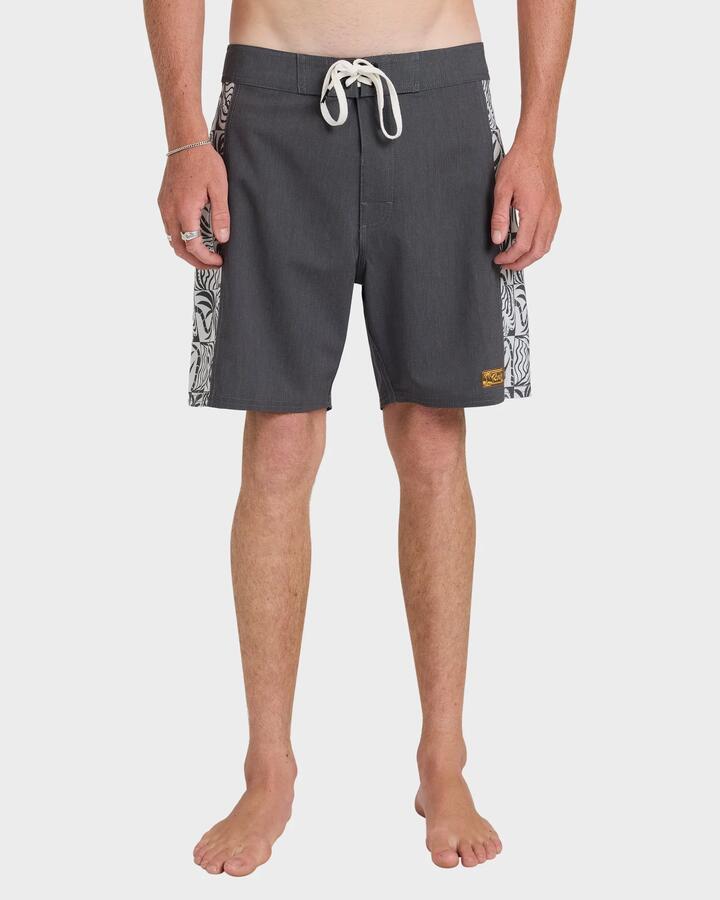 Image of Swimwear. Product name - RVCA Mens Exotica 17" Boardshorts Pirate Black in Pirate Black colour by brand - RVCA