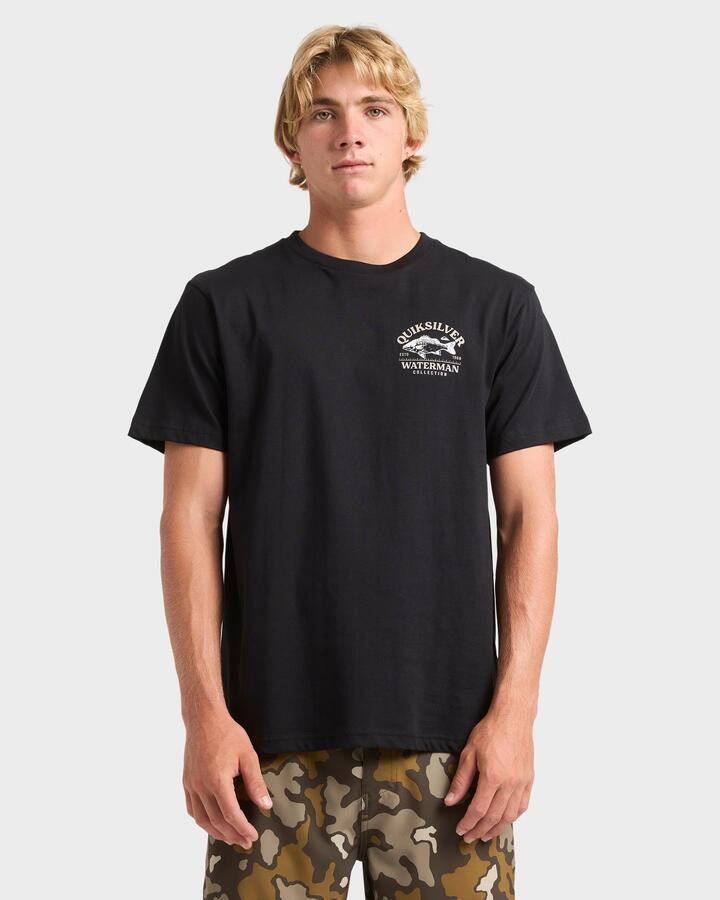 Image of T-Shirts. Product name - Quiksilver Mens Bayside T-Shirt Black in Black colour by brand - Quiksilver