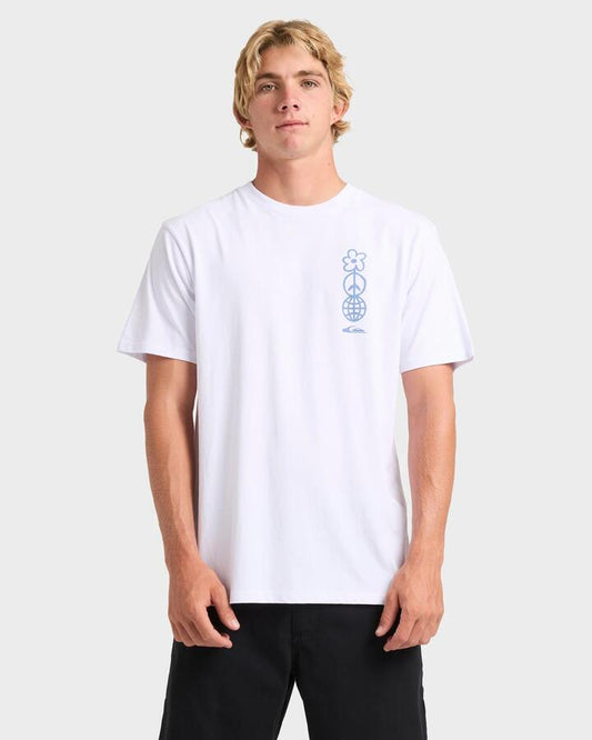Image of T-Shirts. Productname: Quiksilver Mens Feel Good Vibe T-Shirt White - in White colour by brand - Quiksilver