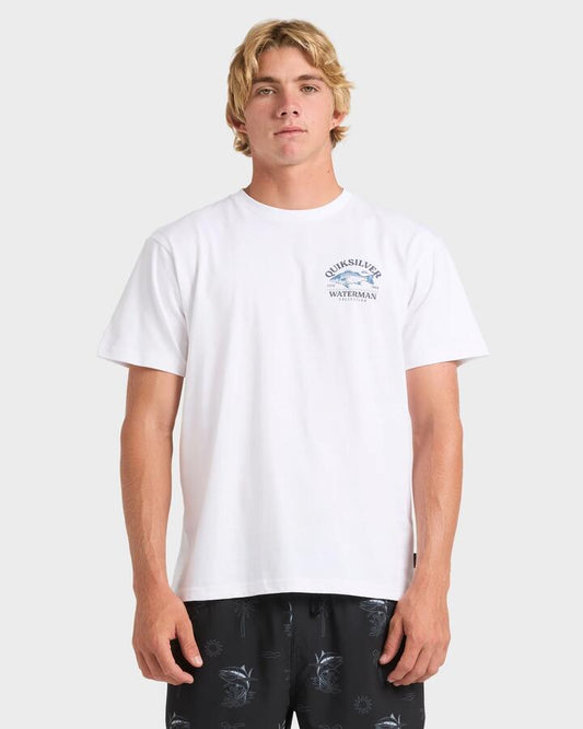 Image of T-Shirts. Product name - Quiksilver Mens Bayside T-Shirt White in White colour by brand - Quiksilver